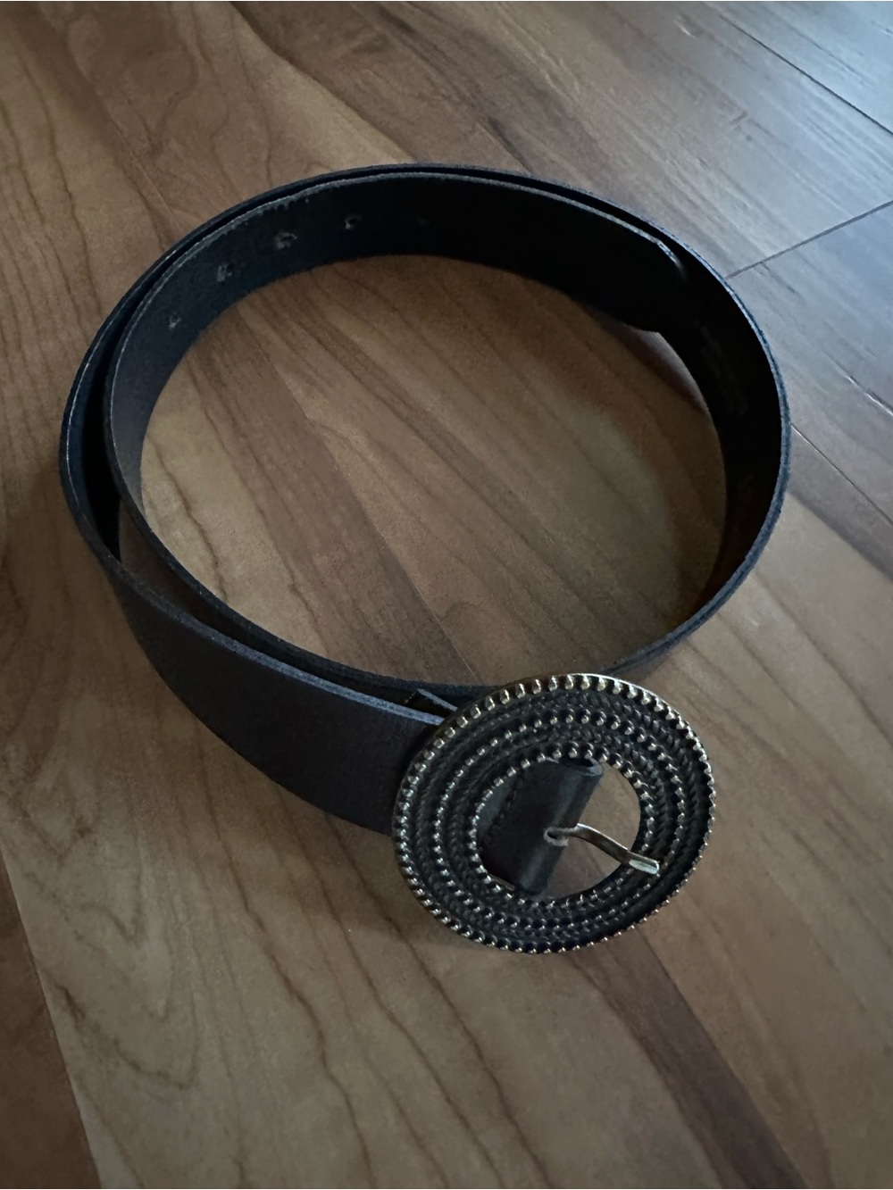VTG Esprit Brown Leather Belt with Decorative Round Brass Buckle boho western